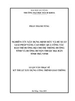 Nghiên cứu xây dựng định mức và đề xuất giải pháp nâng cao hiệu quả công tác bảo trì đường bộ cho hệ thống đường tỉnh, đường huyện thuộc địa bàn tỉnh trà vinh 