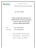 Đánh giá biến dị di truyền các nhóm tôm sú (penaeus monodon) làm vật liệu ban đầu cho chương trình chọn giống​ 