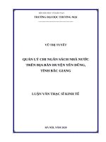 Quản lý chi ngân sách nhà nước trên địa bàn huyện yên dũng, tỉnh bắc giang 