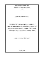 Quản lý chất lượng cho vay sản xuất nông nghiệp đối với khách hàng cá nhân tại ngân hàng nông nghiệp và phát triển nông thôn việt nam   chi nhánh tỉnh bắc giang 