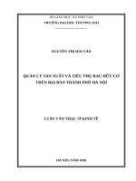 Quản lý sản xuất và tiêu thụ rau hữu cơ trên địa bàn thành phố hà nội 