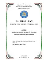 (Bài thảo luận phương pháp nghiên cứu khoa học) nghiên cứu các yếu tố tác động đến quyết định mua hàng online của người tiêu dùng