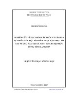 Nghiên cứu về đặc điểm cấu trúc và tái sinh tự nhiên của một số thảm thực vật phục hồi sau nương rẫy tại xã minh sơn, huyện hữu lũng, tỉnh lạng sơn​ 