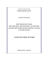 Thực trạng dạy và học học phần thực tập cộng đồng của sinh viên cao đẳng điều dưỡng đa khoa trường cao đẳng y tế thái nguyên​ 
