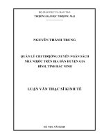 Quản lý chi thường xuyên ngân sách nhà nước trên địa bàn huyện gia bình, tỉnh bắc ninh 