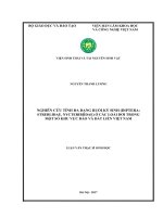 Nghiên cứu tính đa dạng ruồi ký sinh (diptera streblidae, nycteribiidae) ở các loài dơi trong một số khu vực đảo và đất liền việt nam​ 