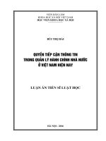 (Luận án tiến sĩ) Quyền tiếp cận thông tin trong quản lý hành chính Nhà nước ở Việt Nam hiện nay