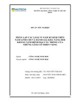 Phân lập các loài vi nấm kí sinh trên nấm linh chi và đánh giá khả năng đối kháng nấm bệnh hại cây trồng của những loài có triển vọng​ 