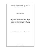 Luận văn thực hiện chính sách phát triển ngành nông nghiệp trên địa bàn huyện hiệp đức, tỉnh quảng nam 