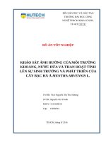 Khảo sát ảnh hưởng của môi trường khoáng, nước dừa và than hoạt tính lên sự sinh trưởng và phát triển của cây bạc hà á mentha arvensis l ​ 
