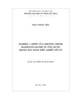 Nghiệm B-Nhớt Của Phương Trình Hamilton-Jacobi Và Ứng Dụng Trong Bài Toán Điều Khiển Tối Ưu