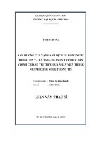 Ảnh hưởng của vận hành dịch vụ công nghệ thông tin và hạ tầng quản lý tri thức đến ý định chia sẻ tri thức của nhân viên trong ngành công nghệ thông tin