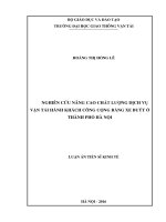 (Luận án tiến sĩ) Nghiên cứu nâng cao chất lượng dịch vụ vận tải hành khách công cộng bằng xe buýt ở thành phố Hà Nội