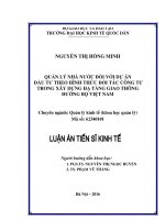 (Luận án tiến sĩ) Quản lý Nhà nước đối với dự án đầu tư theo hình thức đối tác công tư trong xây dựng hạ tầng giao thông đường bộ Việt Nam