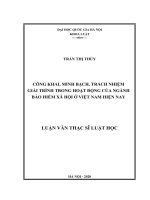 Công khai, minh bạch, trách nhiệm giải trình trong hoạt động của ngành bảo hiểm xã hội ở việt nam hiện nay 
