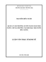 luận văn thạc sĩ quản lý chi thường xuyên ngân sách nhà nước cấp xã, phường tại kho bạc nhà nước bắc giang 