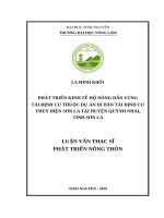 Phát triển kinh tế hộ nông dân vùng tái định cư thuộc dự án di dân tái định cư thủy điện sơn la tại huyện quỳnh nhai tỉnh sơn la​ 