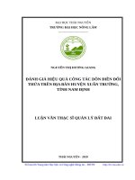 Đánh giá hiệu quả công tác dồn điền đổi thửa trên địa bàn huyện xuân trường, tỉnh nam định 