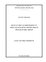 luận văn thạc sĩ quản lý hoạt động cho vay khách hàng cá nhân tại ngân hàng thƣơng mại cổ phần quân đội – hội sở 