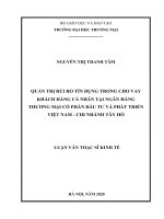luận văn thạc sĩ quản trị rủi ro tín dụng trong cho vay khách hàng cá nhân tại ngân hàng TMCP đầu tư và phát triển việt nam, chi nhánh tây hồ 