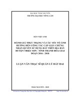 Đánh giá thực trạng và các yếu tố ảnh hưởng đến công tác cấp giấy chứng nhận quyền sử dụng đất trên địa bàn huyện triệu sơn, tỉnh thanh hóa giai đoạn 2016 2018​ 