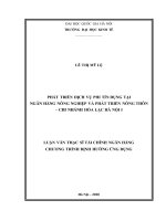 Phát triển dịch vụ phi tín dụng tại ngân hàng nông nghiệp và phát triển nông thôn – chi nhánh hòa lạc hà nội i 