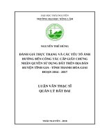Đánh giá thực trạng và các yếu tố ảnh hưởng đến công tác cấp giấy chứng nhận quyền sử dụng đất 