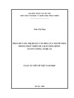 Phát huy giá trị di sản văn hóa của người thái trong phát triển du lịch cộng đồng ở con cuông, nghệ an 