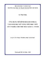 Ứng dụng mô hình reggio emilia vào giáo dục kỹ năng tiền đọc viết có ý nghĩa cho trẻ mẫu giáo 4   5 tuổi​ 