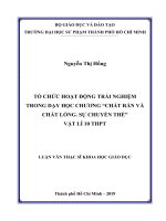 Tổ chức hoạt động trải nghiệm trong dạy học chương chất rắn và chất lỏng sự chuyển thể vật lí 10 THPT​ 