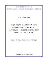 Thực trạng giáo dục kỹ năng giải quyết vấn đề cho trẻ mẫu giáo 5   6 tuổi trong trò chơi đóng vai theo chủ đề​ 