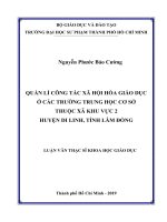 Quản lí công tác xã hội hóa giáo dục ở các trường trung học cơ sở thuộc xã khu vực 2 huyện di linh 