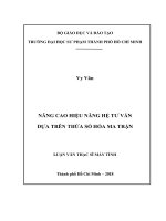 Nâng cao hiệu năng hệ tư vấn dựa trên thừa số hóa ma trận 