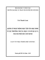 Quản lý hoạt động học tập của học sinh ở các trường trung học cơ sở quận 9, thành phố hồ chí minh 