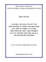 Giáo dục kĩ năng ứng xử với môi trường tự nhiên cho học sinh qua môn tự nhiên và xã hội theo phương thức trải nghiệm tại các trường tiểu học quận 4, thành phố hồ chí minh​ 