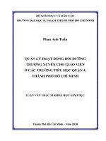Quản lý hoạt động bồi dưỡng thường xuyên cho giáo viên ở các trường tiểu học quận 4 
