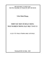 Thiết kế một số hoạt động trải nghiệm trong dạy học toán 11 