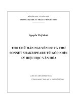 Thơ chữ hán nguyễn du và thơ sonnet shakespeare từ góc nhìn ký hiệu học văn hóa 