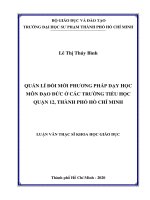 Quản lí đổi mới phương pháp dạy học môn đạo đức ở các trường tiểu học quận 12, thành phố hồ chí minh 