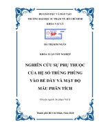 Nghiên cứu sự phụ thuộc của hệ số trùng phùng vào bề dày mật độ mẫu phân tích 