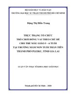 Thực trạng tổ chức trò chơi đóng vai theo chủ đề cho trẻ mẫu giáo 5   6 tuổi tại trường mầm non thần tiên thành phố pleicu, tình gia lai​ 