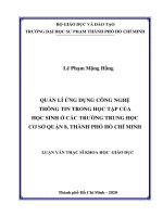 Quản lý ứng dụng công nghệ thông tin trong học tập của học sinh ở các trường trung học cơ sở quận 8, thành phố hồ chí minh​ 