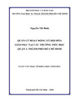 Quản lý hoạt động xã hội hóa giáo dục tại các trường tiểu học quận 3, thành phố hồ chí minh 