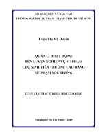 Quản lí hoạt động rèn luyện nghiệp vụ sư phạm cho sinh viên trường cao đẳng sư phạm sóc trăng 