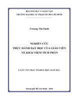 Nghiên cứu thực hành dạy học của giáo viên về khái niệm tích phân 
