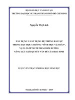 Xây dựng và sử dụng hệ thống bài tập trong dạy học chương tĩnh học vật rắn, vật lí lớp mười nhằm bồi dưỡng năng lực giải quyết vấn đề của học sinh​ 
