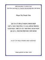 Quản lý hoạt động phối hợp giữa nhà trường và gia đình trong giáo dục trẻ ở các trường mầm non quận 2, thành phố hồ chí minh​ 