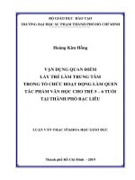 Vận dụng quan điểm lấy trẻ làm trung tâm trong tổ chức hoạt động làm quen tác phẩm văn học cho trẻ 5  6 tuổi tại thành phố bạc liêu​ 