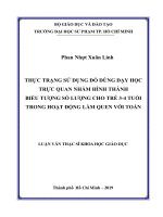 Thực trạng sử dụng đồ dùng dạy học trực quan nhằm hình thành biểu tượng số lượng cho trẻ 3 4 tuổi trong hoạt động làm quen với toán​ 