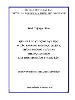 Quản lí hoạt động dạy học ở các trường tiểu học quận 1, thành phố hồ chí minh theo quan điểm lấy học 